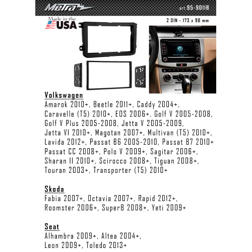 Перехідна рамка Metra Volkswagen Caddy, Golf, Jetta, Passat, Polo, Tiguan, Touran (95-9011B) – Metra – Volkswagen <br><br> Купити в CarAuto – Хіт продажів – Можлива адресна доставка – Оплата при отриманні – Сервісна підтримка 