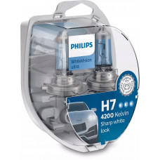 Комплект галогенових ламп PHILIPS 12972WVUSM H7 12V 55W PX26d WhiteVisionUltra +60%(4200K)