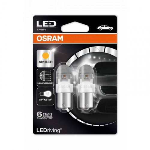 Комплект світлодіодних ламп OSRAM  7557YE PY21W Premium 12V BAU15s 2 шт. blister