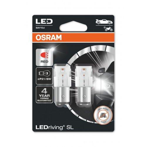 Комплект світлодіодних ламп OSRAM  LEDriving SL 7528DRP-02b P21/12V 5W BAY15d RED