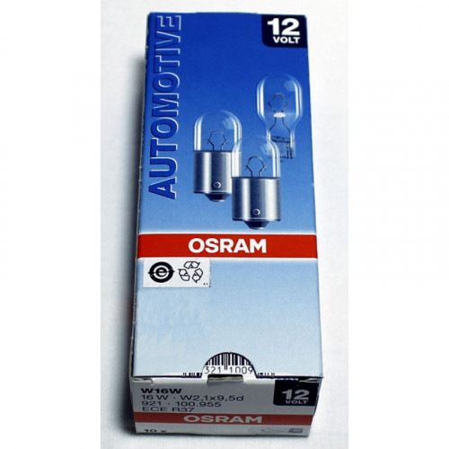 Комплект галогенових ламп OSRAM 921-02B W16W 12V W2,1X9,5 2X10 Blister