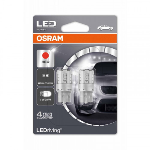 Комплект світлодіодних ламп OSRAM  7705R W21W 12V W3X16d RED 2 шт. blister