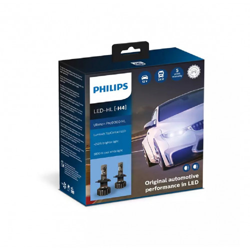 Комплект світлодіодних ламп PHILIPS H4 11342U90CWX2 Ultinon Pro9000 +250% 12/24V