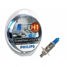 Комплект галогенових ламп PHILIPS 12258CVSM H1 12V 55W P14,5s Cristal Vision+W5Wx2