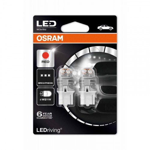 Комплект світлодіодних ламп OSRAM  7905R Premium W21W 12V W3X16d RED 2 шт. blister