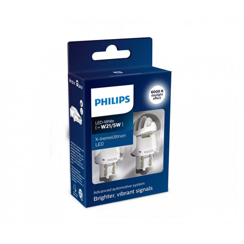 Комплект світлодіодних ламп PHILIPS 11066XUWX2 W21/5W 6000K 12/24V