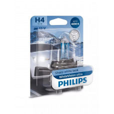 Галогенова лампа PHILIPS 12342WVUB1 H4 60/55W P43t 12V WhiteVisionUltra +60%(4300K)