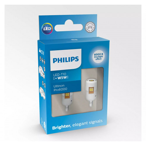 Комплект світлодіодних ламп Philips 11961CU60X2 W5W 12V Ultinon Pro6000 LED white B2