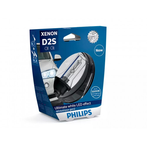 Ксенонова лампа PHILIPS 85122WHV2S1 D2S 85V 35W P32d-2 WhiteVision gen2 5000K