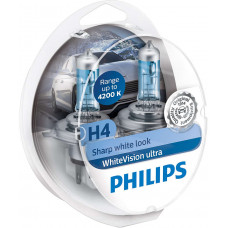 Комплект галогенових ламп PHILIPS 12342WVUSM H4 60/55W 12V P43t WhiteVision ultra +60%