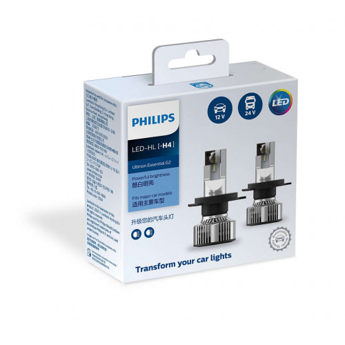 Комплект світлодіодних ламп PHILIPS 11342UE2X2 H4 21W 12-24V Ultinon Essential G2 6500K