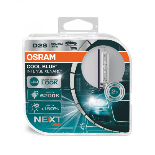 Комплект ксенонових ламп Osram D2S 35W P32d-2 Cool Blue Intense Next Gen +150% (66240CBN-HCB)