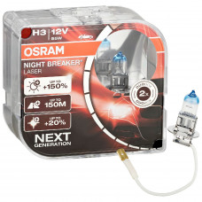 Комплект галогенових ламп OSRAM 64151NL H3 Night Breaker LASER NG +150% 12V 55W Pk22s HardDuopet