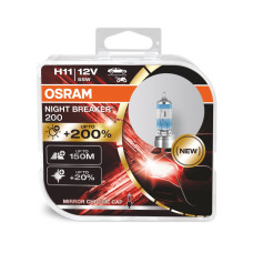 Комплект галогенових ламп Osram 64211NB200-HCB H11 12V 55W PGJ19-2 Night Breaker Laser +200% 2шт/комп