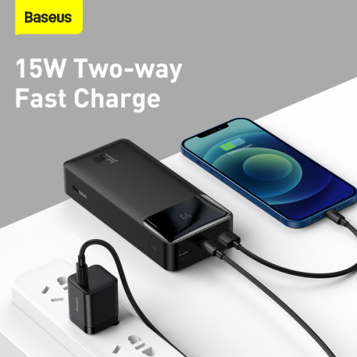 Повербанк Baseus Bipow Digital Display 30000mAh 15W 3A 2USB+Type-C чорний