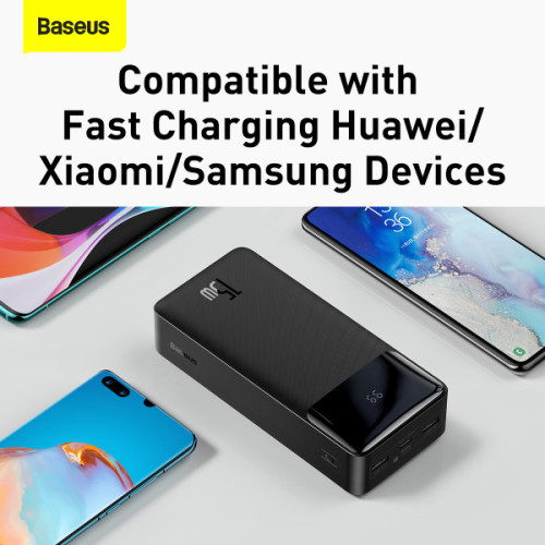 Повербанк Baseus Bipow Digital Display 30000mAh 15W 3A 2USB+Type-C чорний