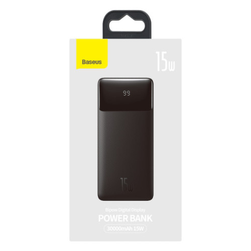 Повербанк Baseus Bipow Digital Display 30000mAh 15W 3A 2USB+Type-C чорний