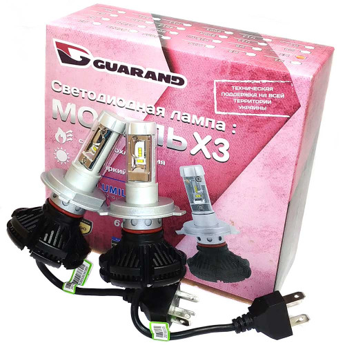 Комплект світлодіодних ламп LED Guarand X3 H4 Hi/Low ZES 5000k 6000Lm 50w 12-24v